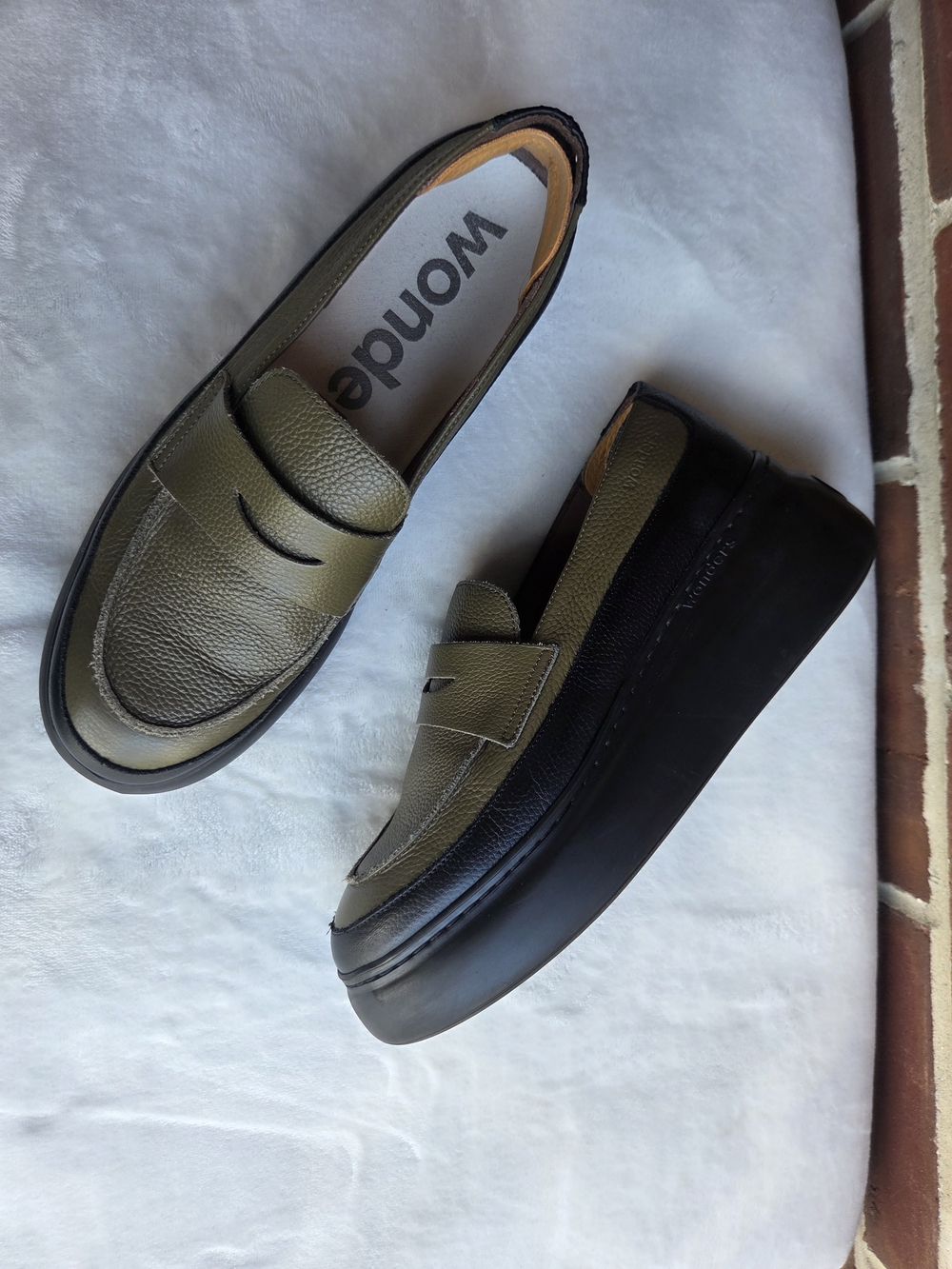 Wonders Leather Platform Penny Loafers Olive Black EU 39 Made in Spain - Picture 16 of 16